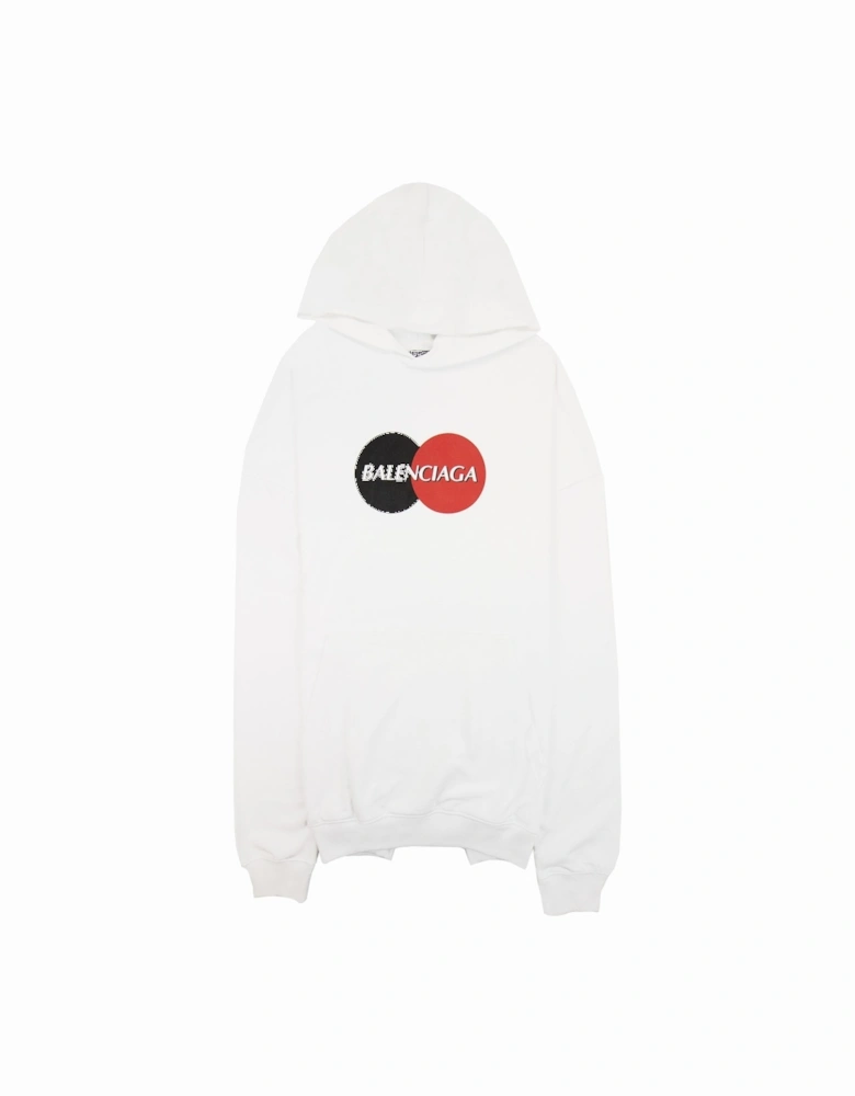 Credit Card Logo Hoodied Sweatshirt White