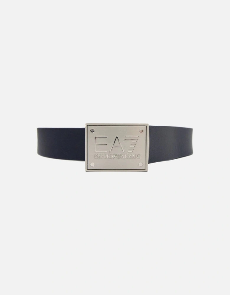 Reversible Brushed Leather Belt Blue Navy