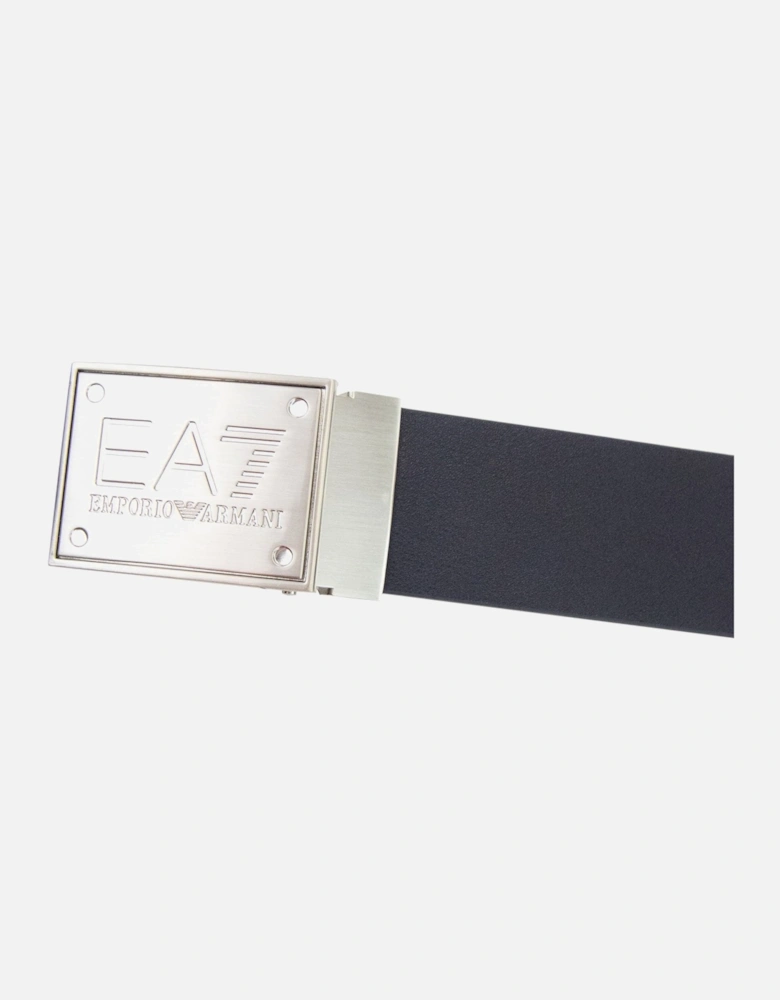 Reversible Brushed Leather Belt Blue Navy
