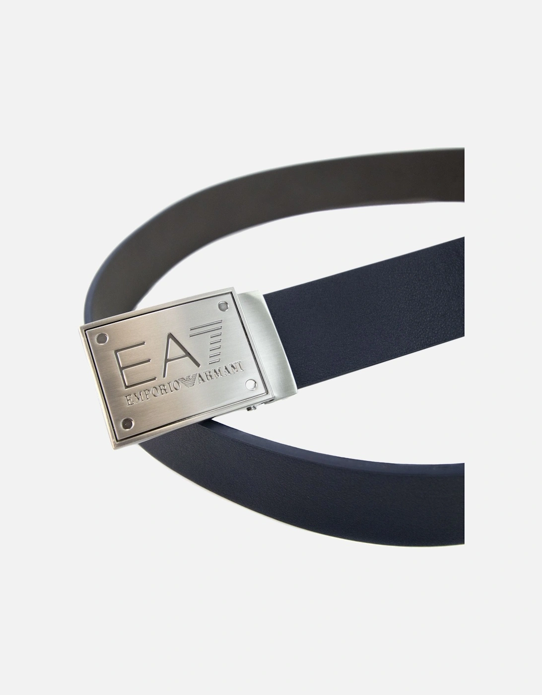 Reversible Brushed Leather Belt Blue Navy