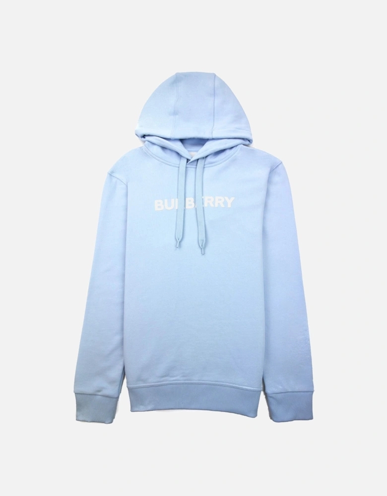 Logo Print Cotton Hoodied Sweatshirt Pale Blue