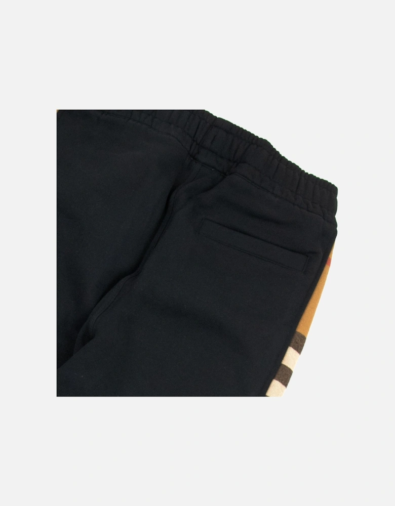 Check Panel Cotton Jogging Pants Black