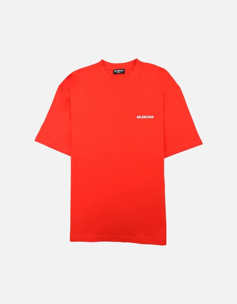 Logo Crewneck T Shirt Red/white