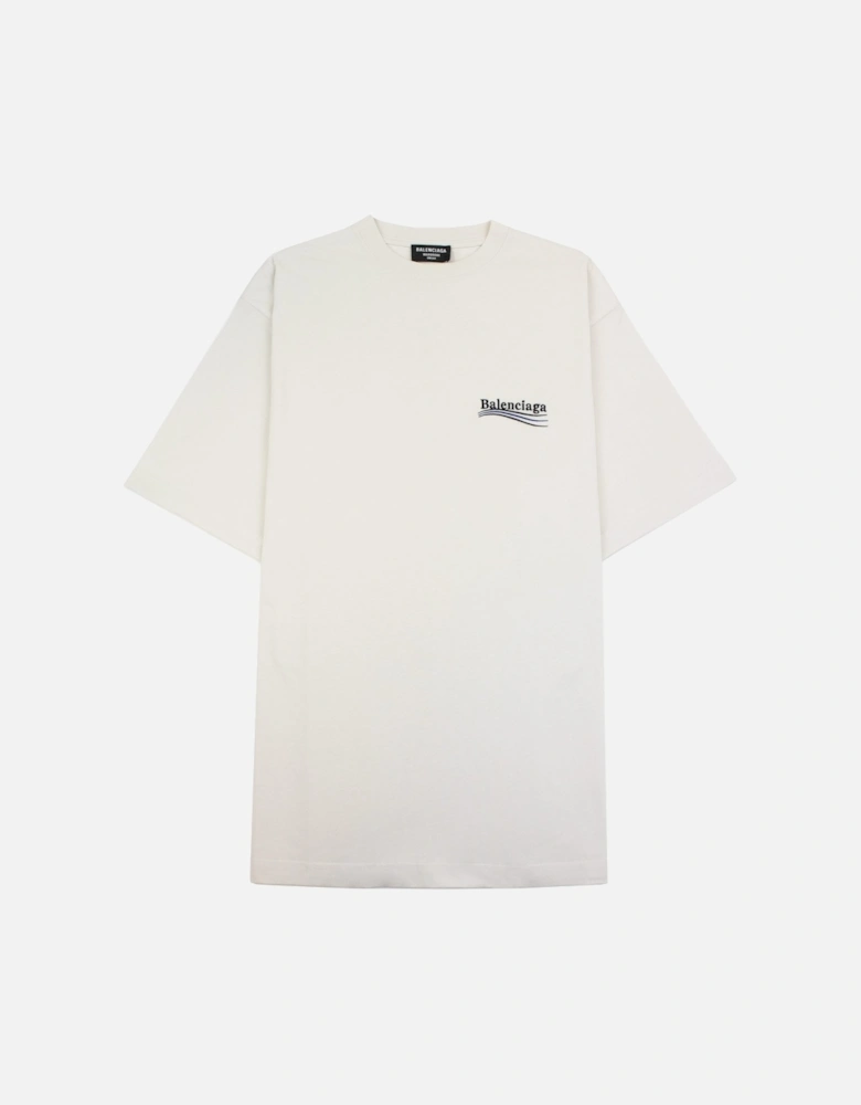 Political Campaign Embroidery T-shirt Off White