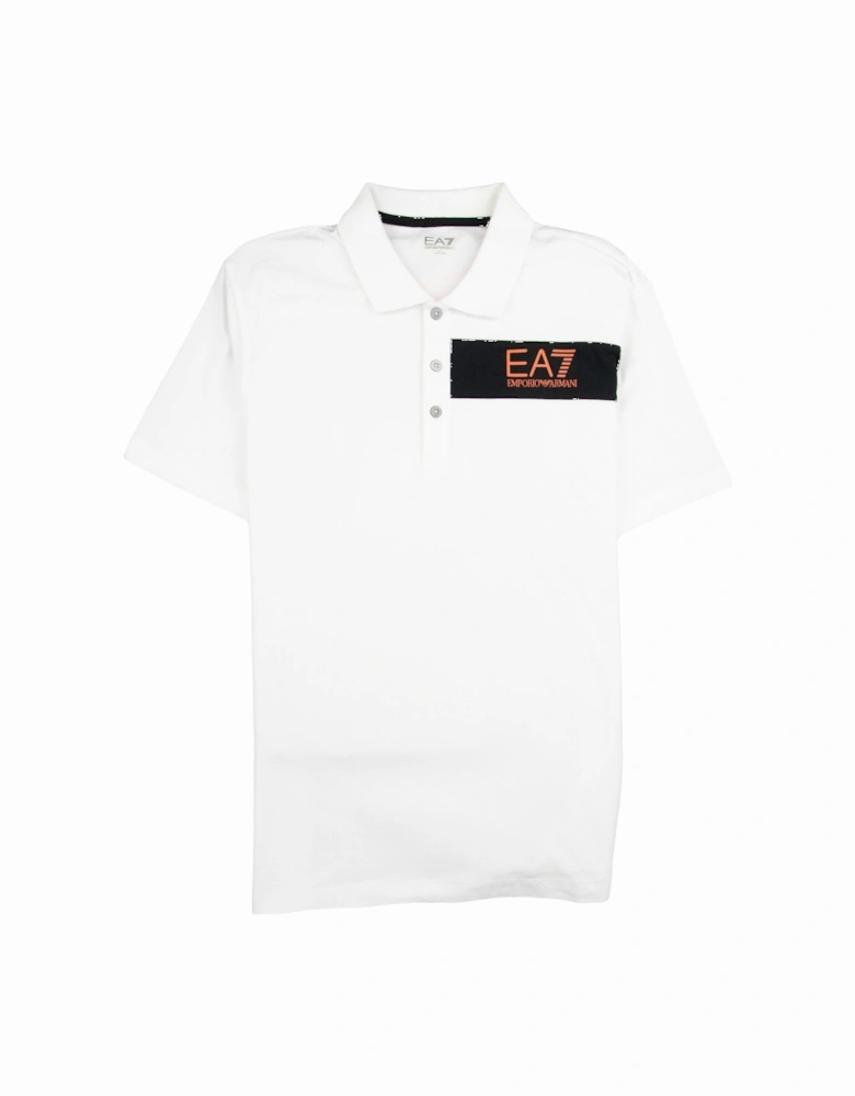 Chest Stripe 7 Logo Polo Shirt White