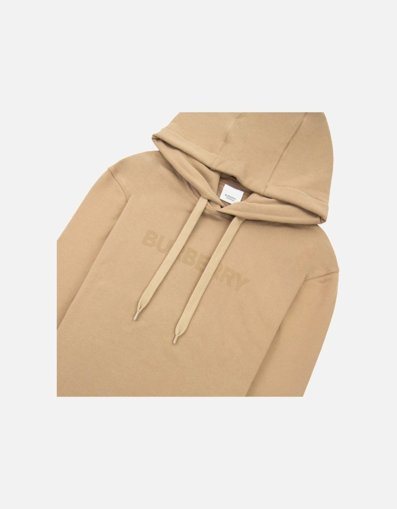 Logo Print Cotton Hoodied Sweatshirt Camel