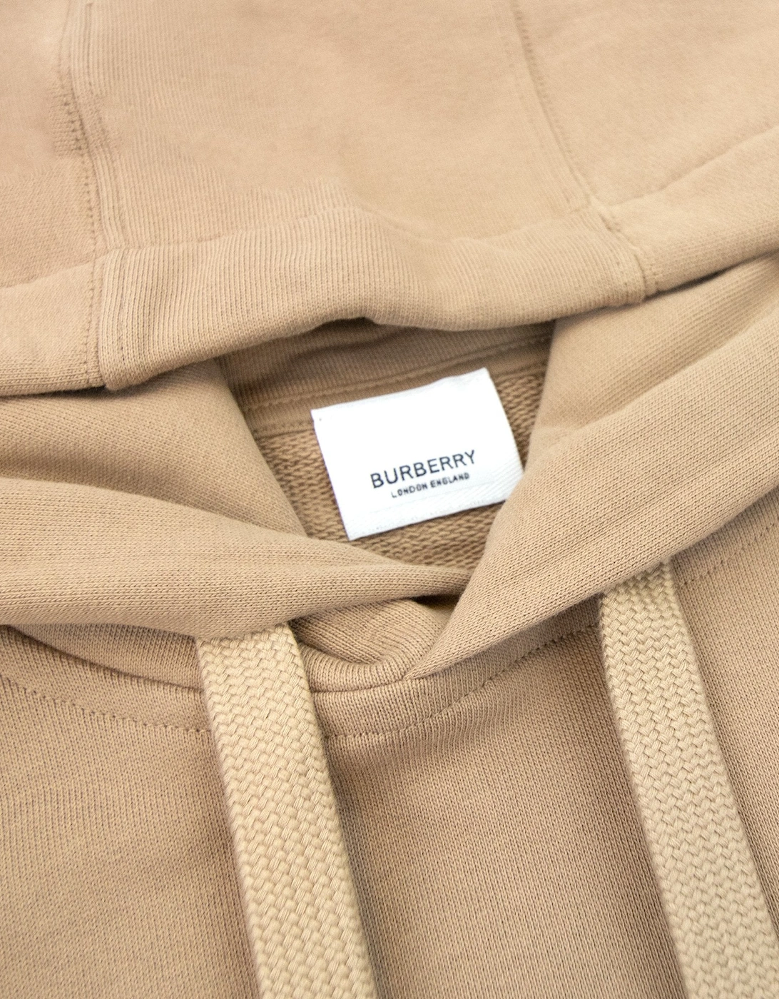 Logo Print Cotton Hoodied Sweatshirt Camel
