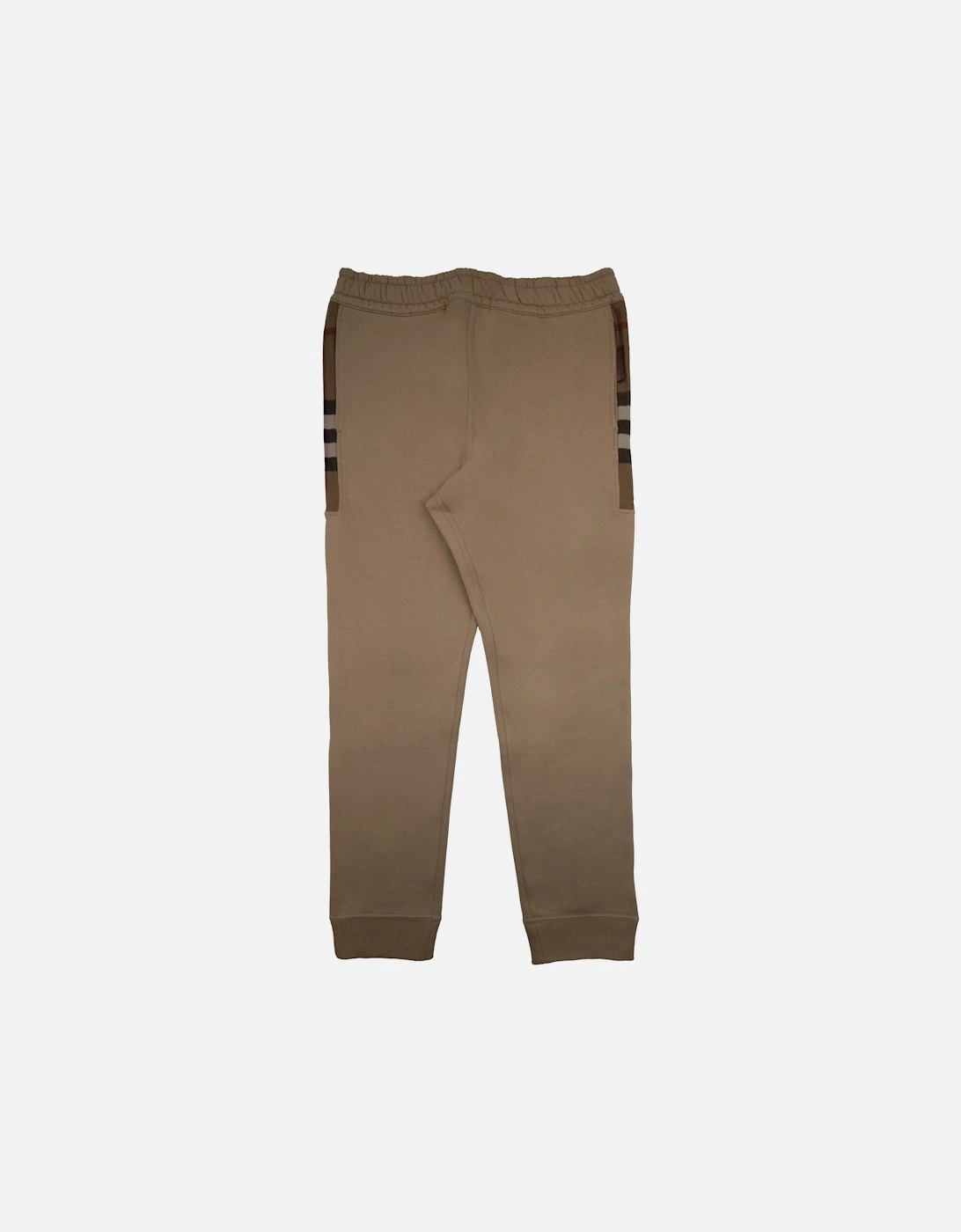 Men's Burberry Check Panel Cotton Jogging Pants Beige - Cream - Size: 35/34/32