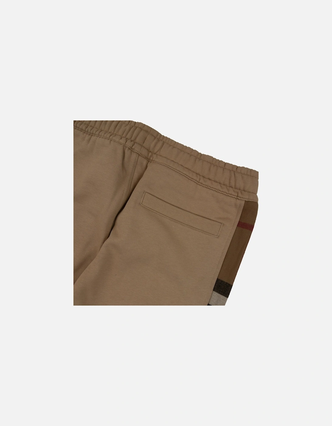 Check Panel Cotton Jogging Pants Beige