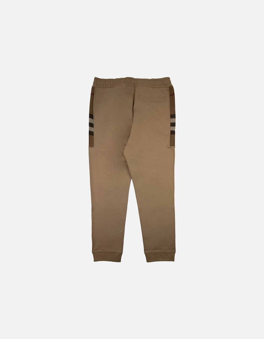 Check Panel Cotton Jogging Pants Beige