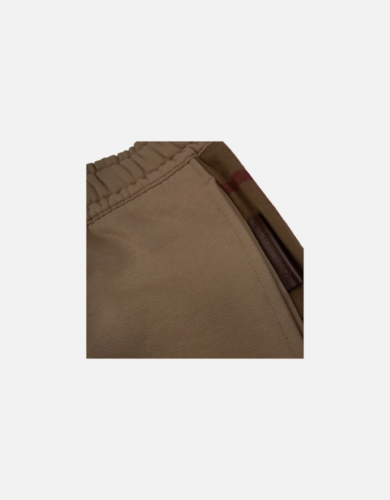 Check Panel Cotton Jogging Pants Beige