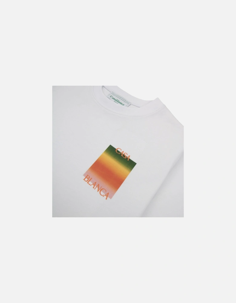 Gradient Square Logo Printed T Shirt White 001