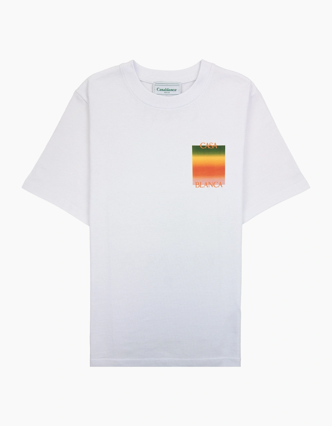 Men's Casablanca Gradient Square Logo Printed T Shirt White 001 - Size: 36
