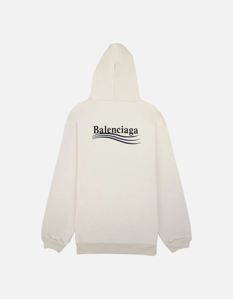 Logo Print Hoodied Sweatshirt White 9084