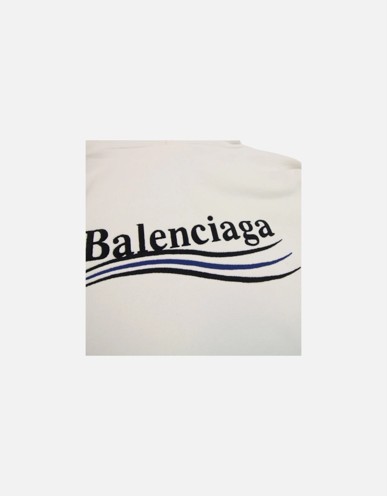 Logo Print Hoodied Sweatshirt White 9084
