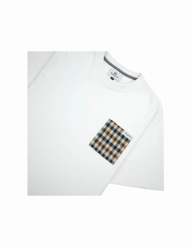 Active Club Check Pocket T Shirt White 001