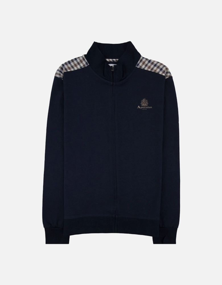 Full Zip Club Check Mockneck Sweatshirt Navy 11