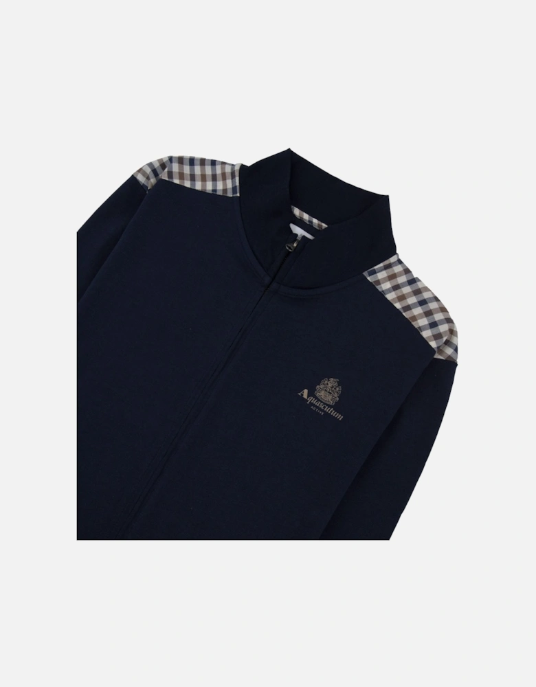 Full Zip Club Check Mockneck Sweatshirt Navy 11