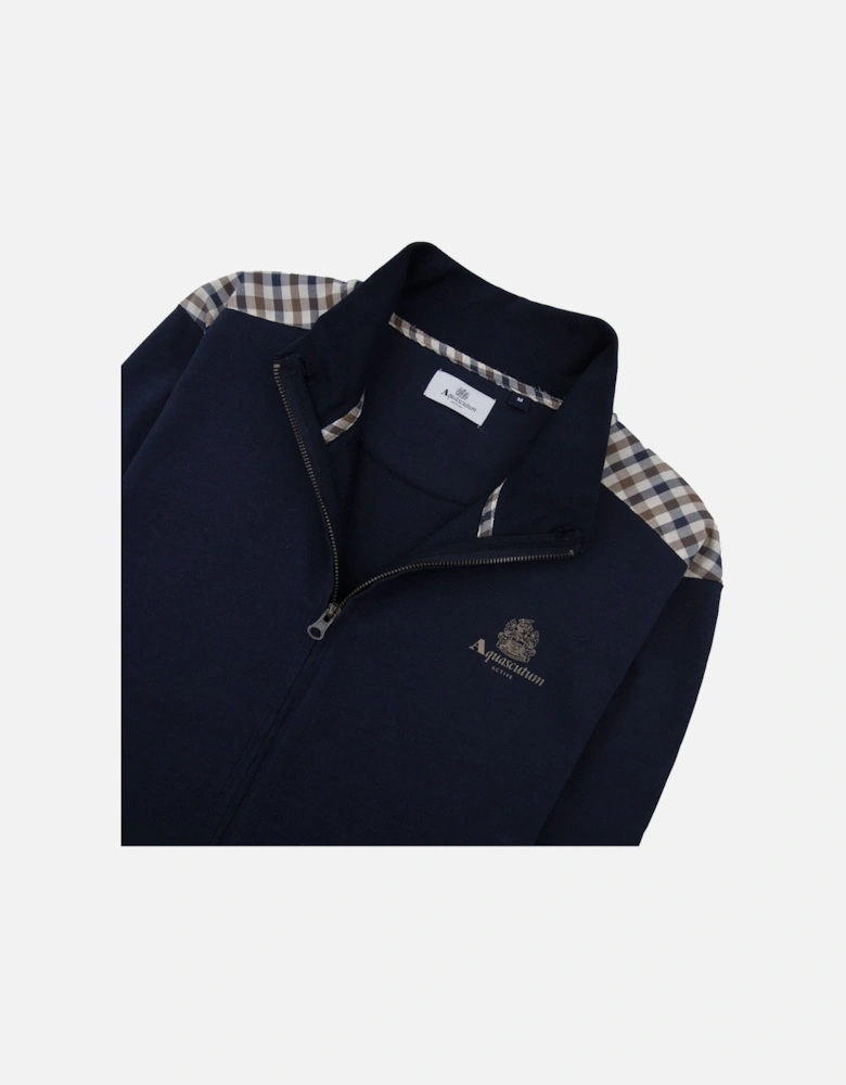 Full Zip Club Check Mockneck Sweatshirt Navy 11