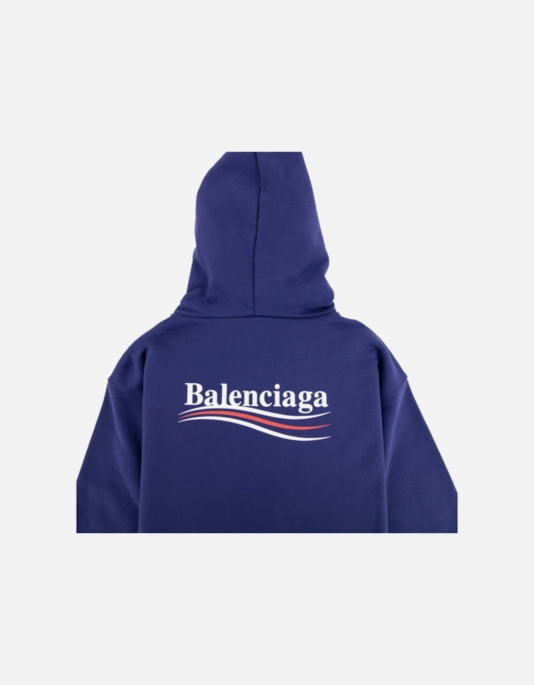 Logo Print Hooded Sweatshirt Blue 1195