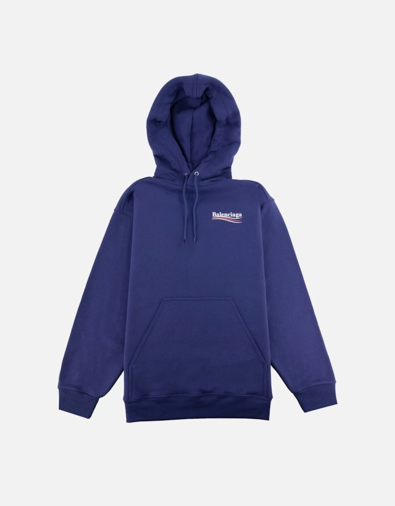 Logo Print Hooded Sweatshirt Blue 1195