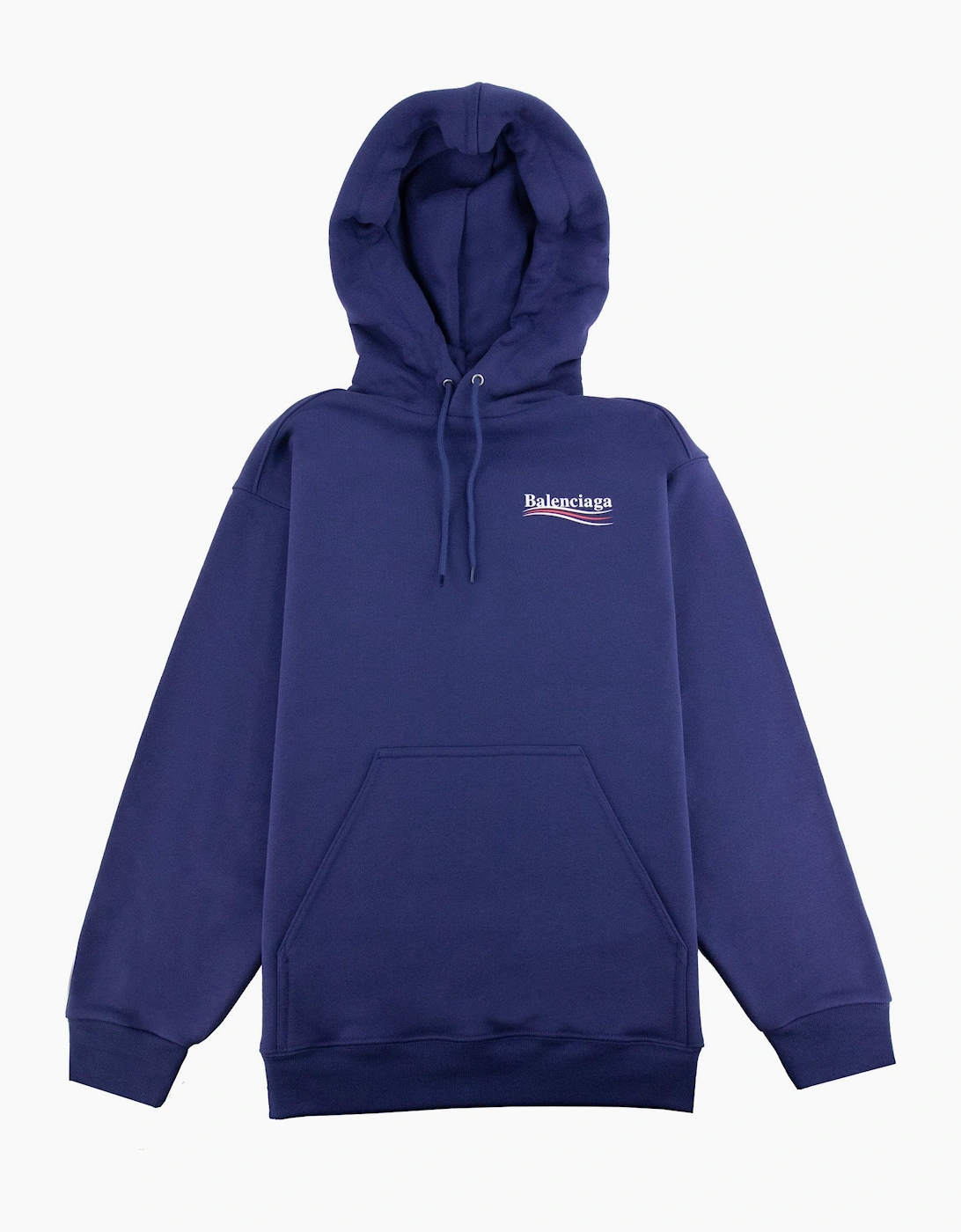 Men's Balenciaga Logo Print Hooded Sweatshirt Blue 1195 - Navy - Size: 34