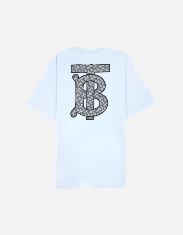 Back Monogram Motif Cotton Oversized T-shirt Sky Blue