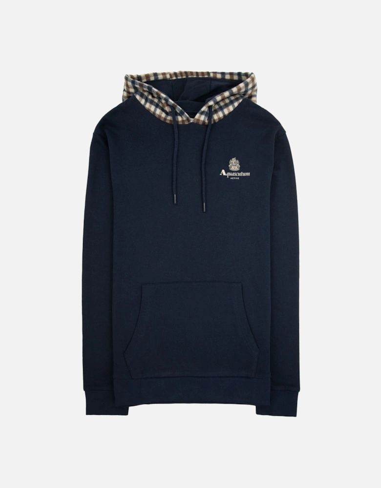 Active Club Check Merino Hoodie Navy