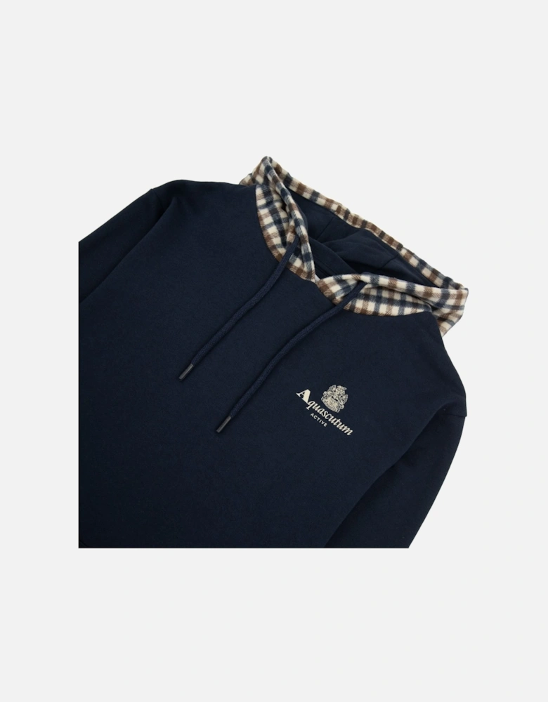 Active Club Check Merino Hoodie Navy