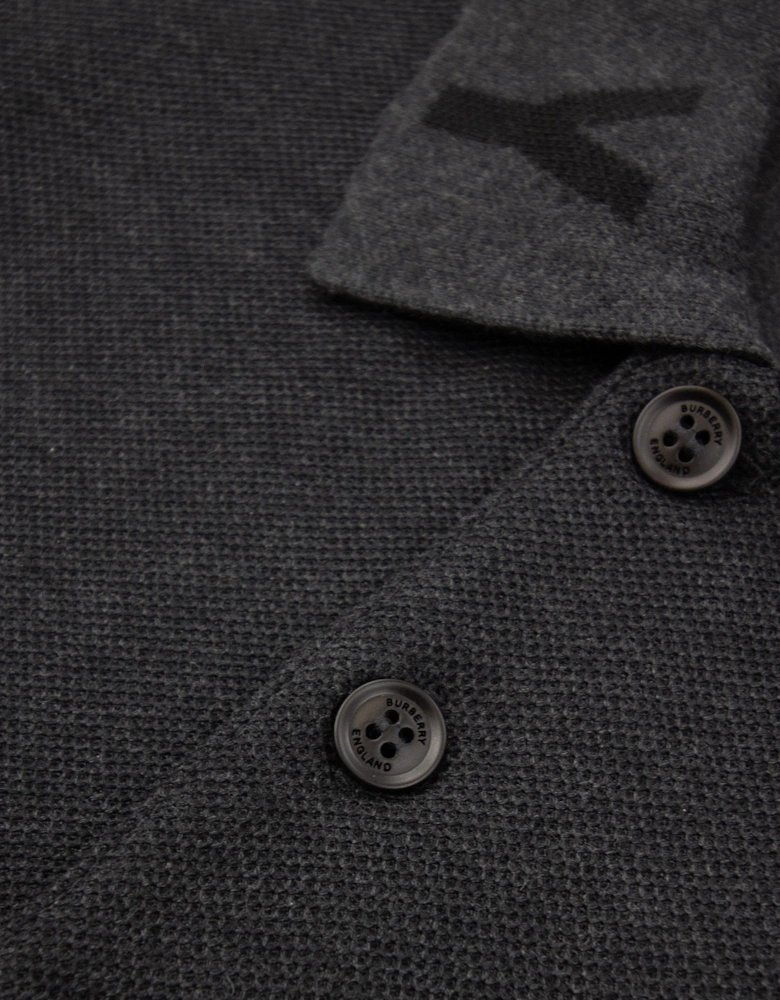 Ryland Block Collar Writing Polo Dark Grey