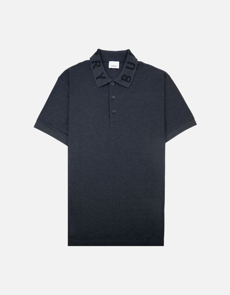 Ryland Block Collar Writing Polo Dark Grey