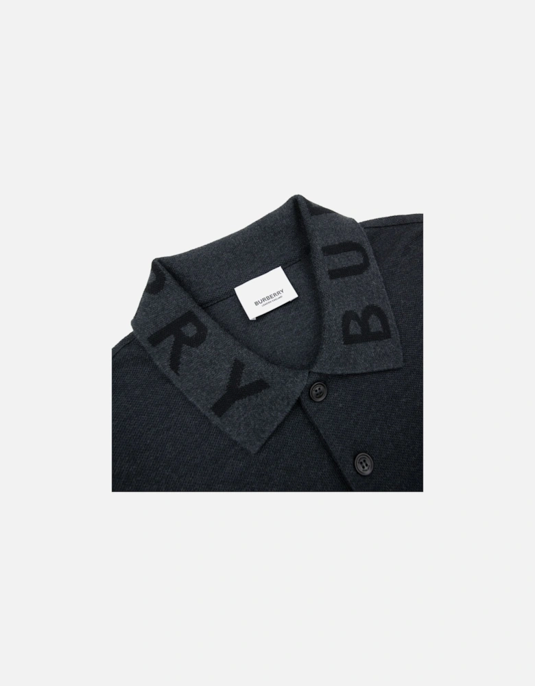 Ryland Block Collar Writing Polo Dark Grey