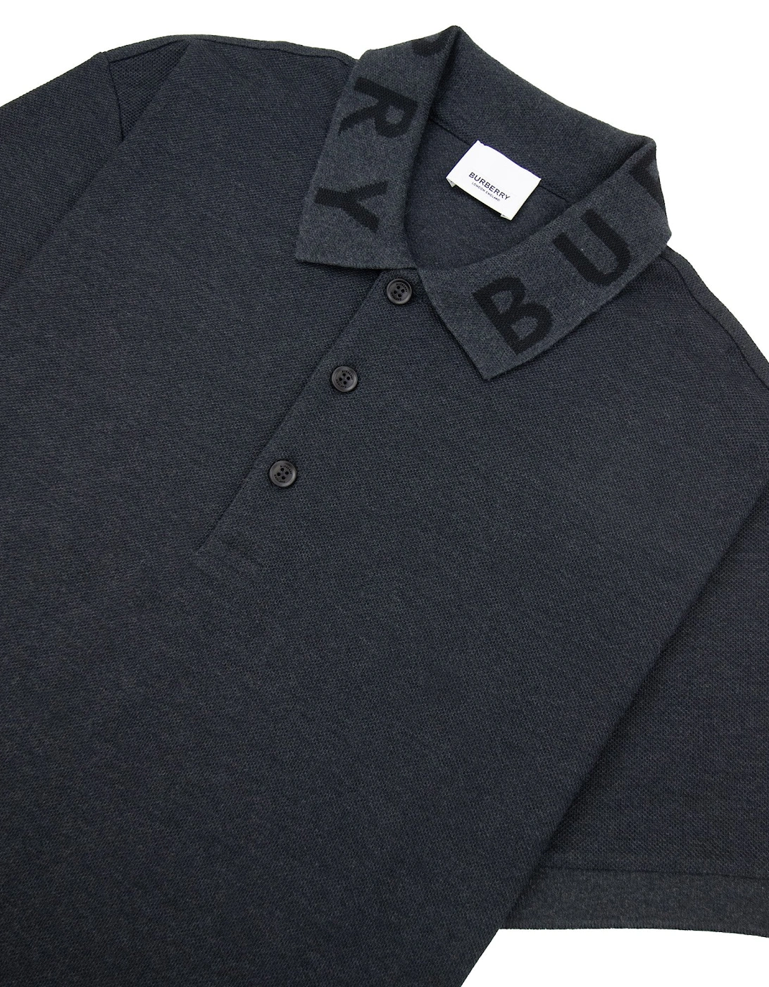 Ryland Block Collar Writing Polo Dark Grey