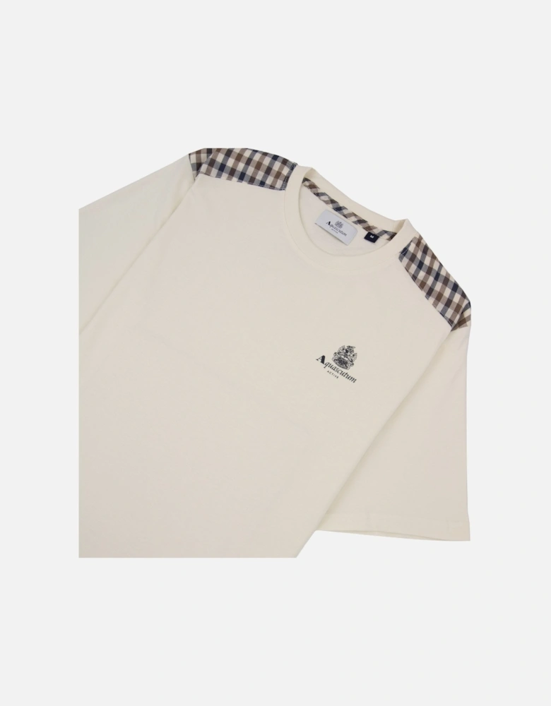 Club Check Shoulder T-shirt Old White