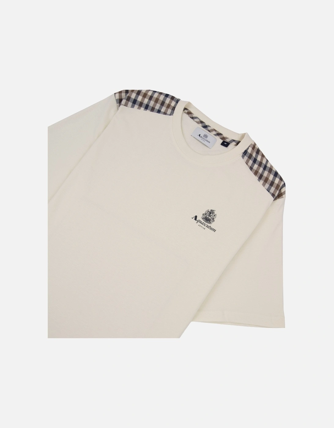 Club Check Shoulder T-shirt Old White