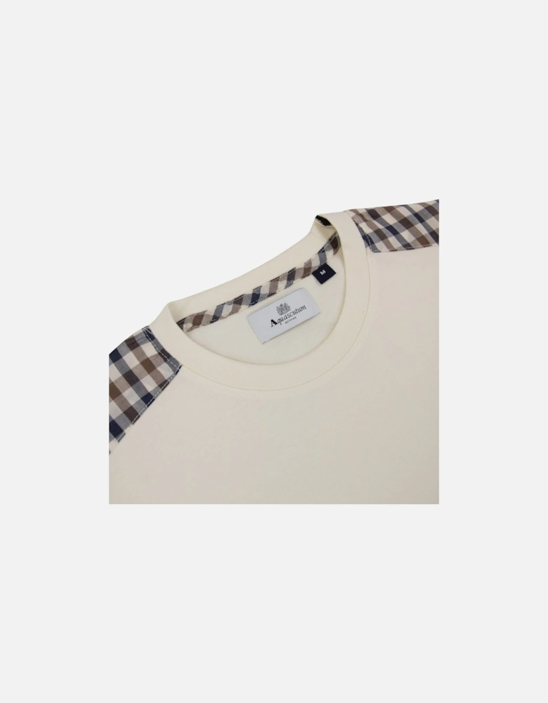 Club Check Shoulder T-shirt Old White