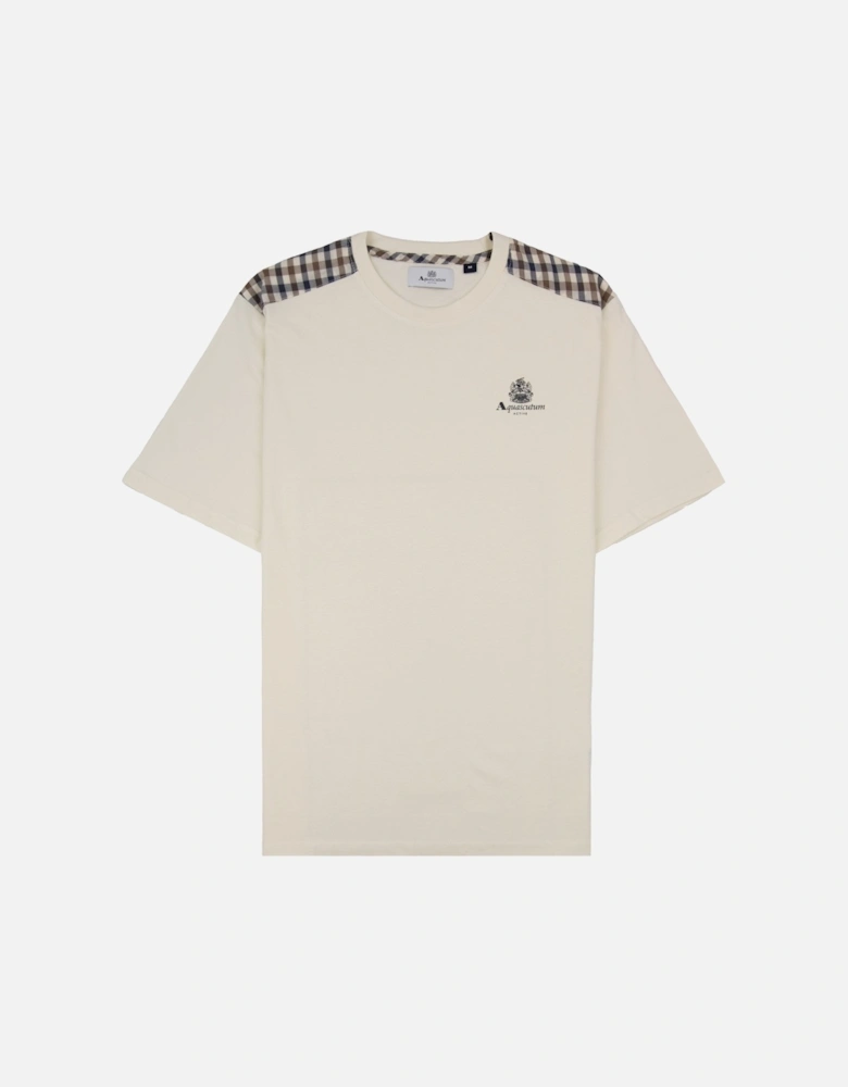 Club Check Shoulder T-shirt Old White