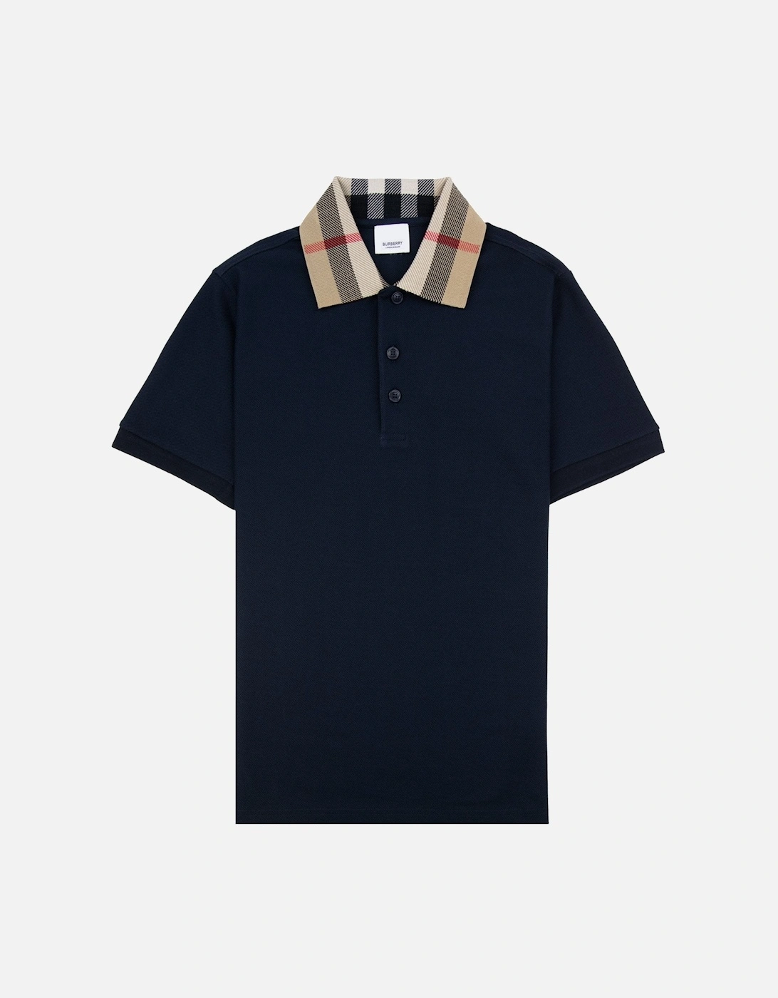 Check Collar Cotton Polo Shirt Smoked Navy, 6 of 5