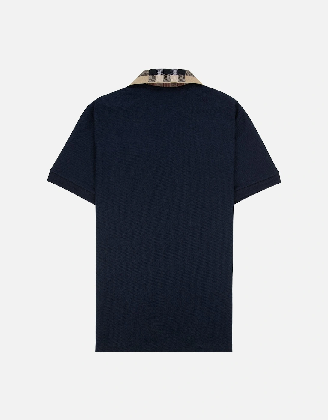 Check Collar Cotton Polo Shirt Smoked Navy