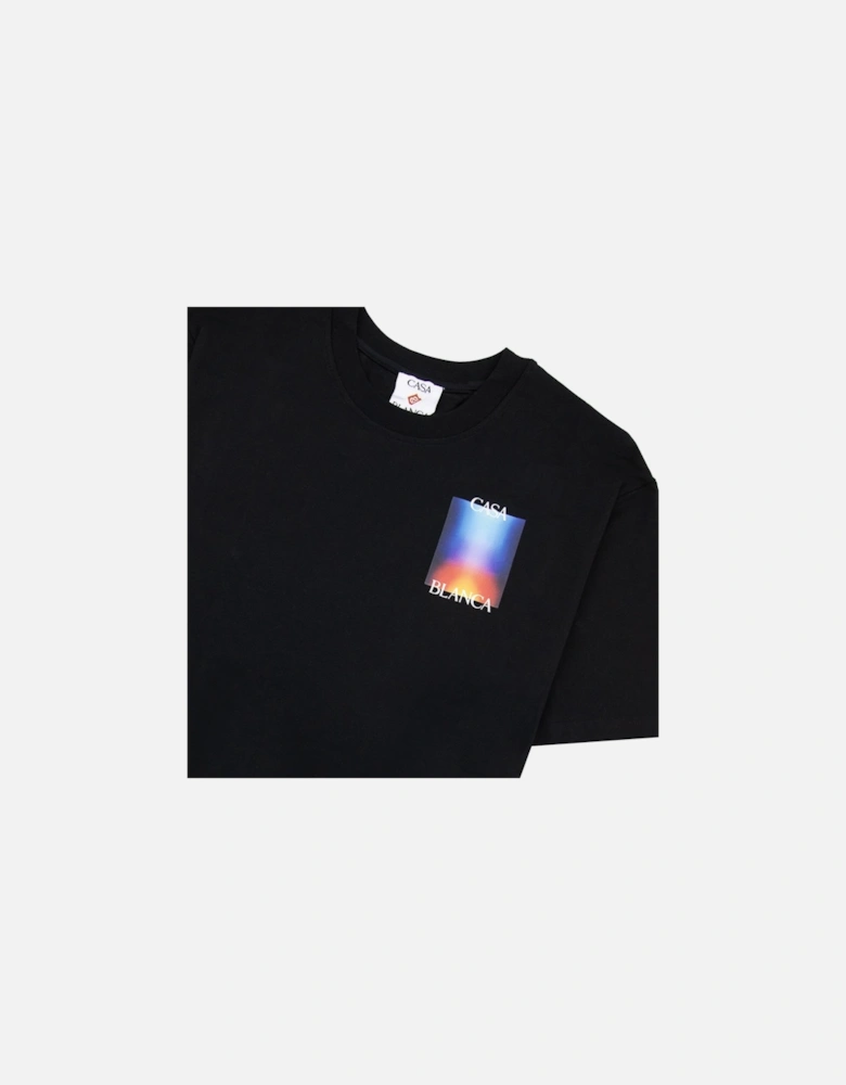 Gradient Stacked Logo T Shirt Black 001