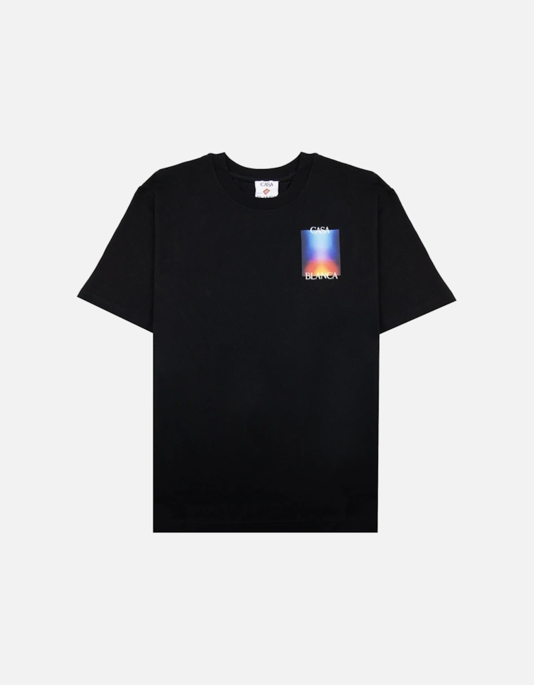 Gradient Stacked Logo T Shirt Black 001