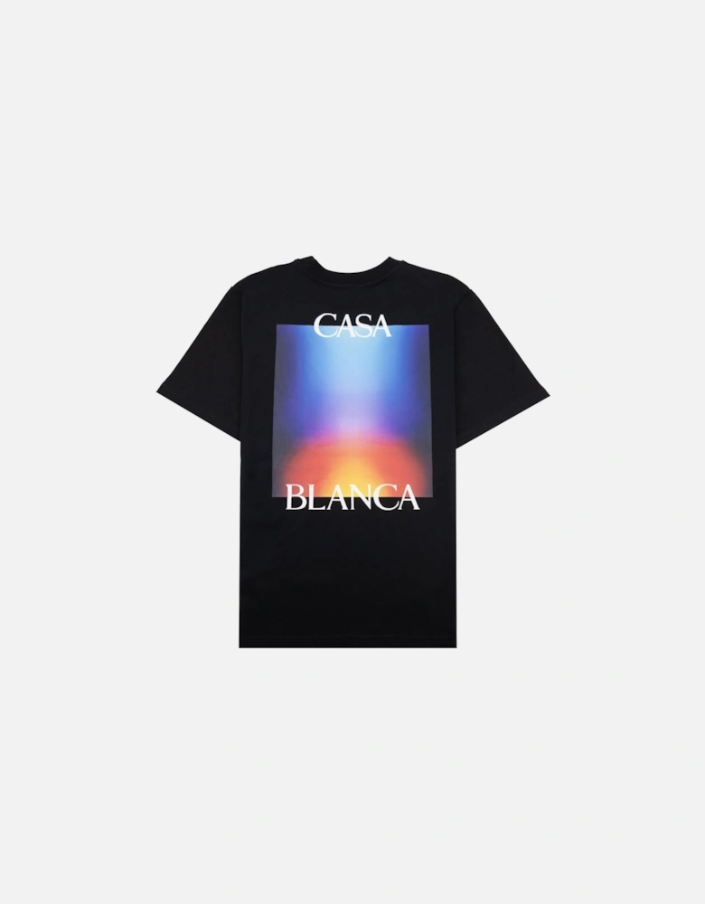Gradient Stacked Logo T Shirt Black 001