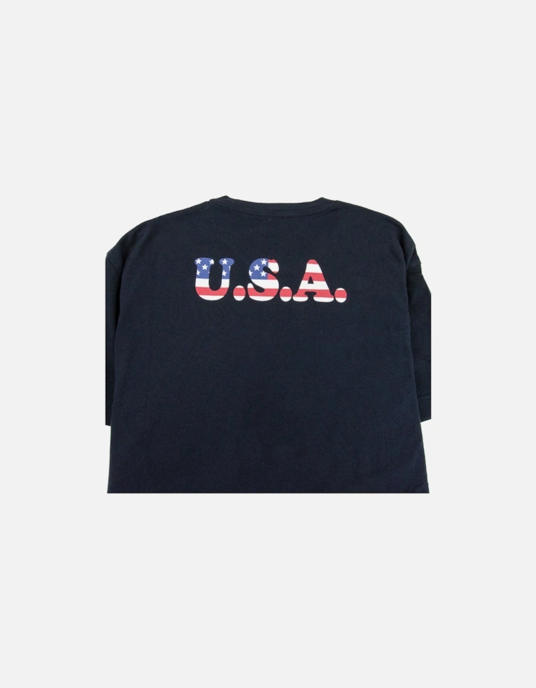 Train Calcetto Large Flag Logo T-shirt Indigo