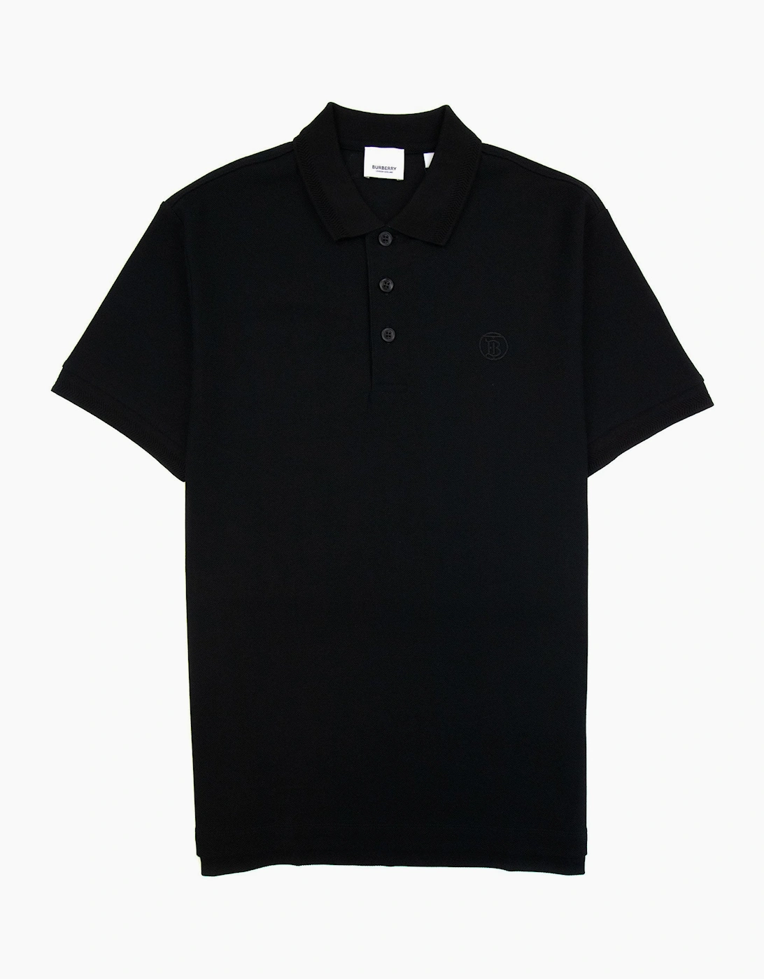 Men's Burberry Manzoni Monogram Pique Polo Black - Size: 42