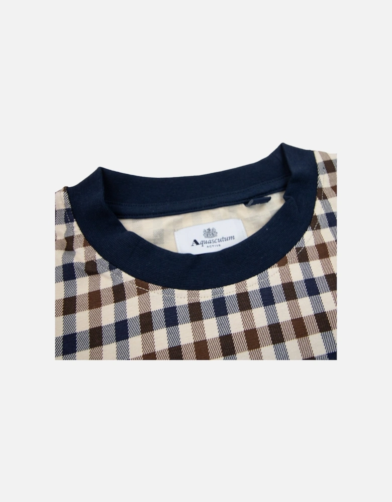 Active Club Check T Shirt Navy Trim