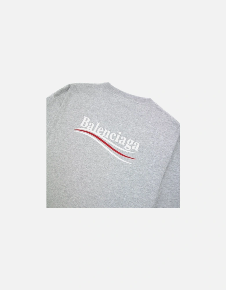 Political Campaign Embroidery T-shirt Light Grey