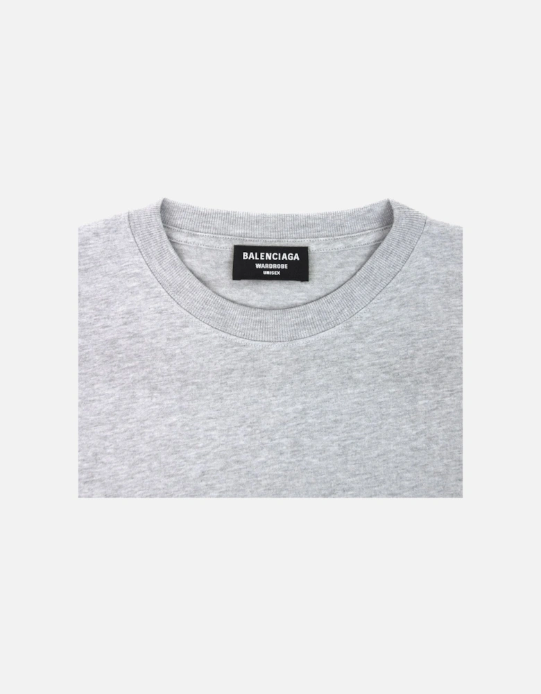 Political Campaign Embroidery T-shirt Light Grey