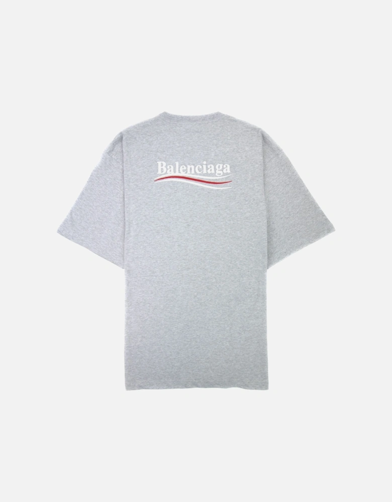 Political Campaign Embroidery T-shirt Light Grey