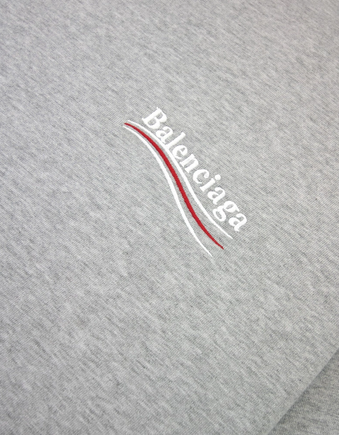 Political Campaign Embroidery T-shirt Light Grey