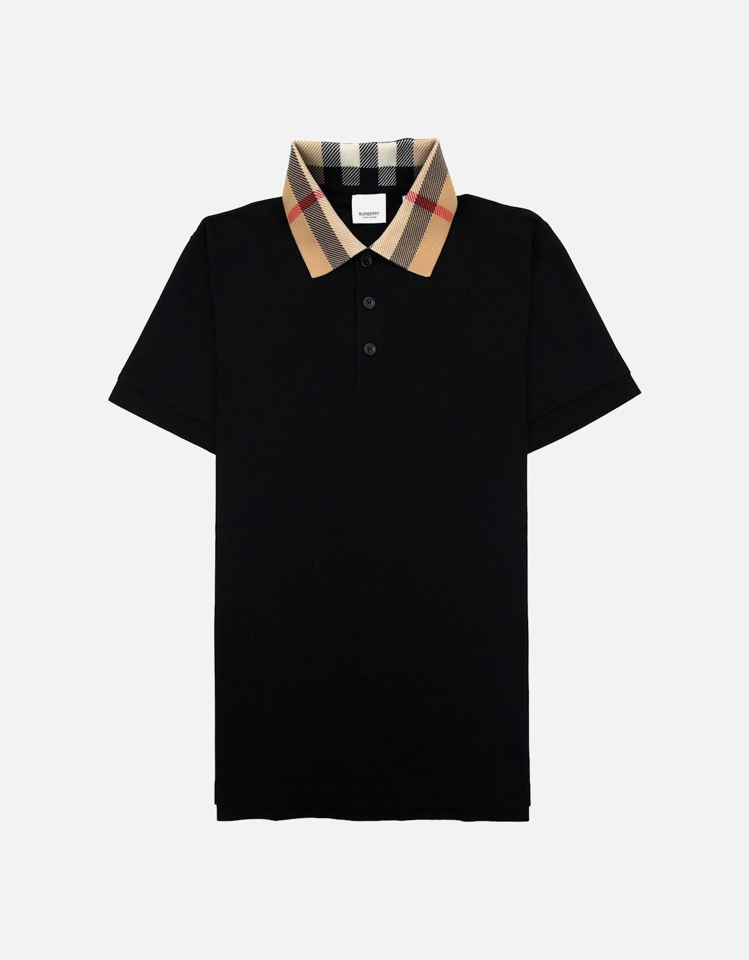 Check Collar Cotton Polo Shirt Black, 4 of 3